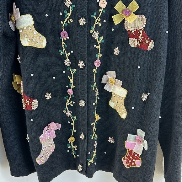 Vintage B.P. design Holiday Christmas Stocking Knit Cardigan, XL - Picture 3 of 8